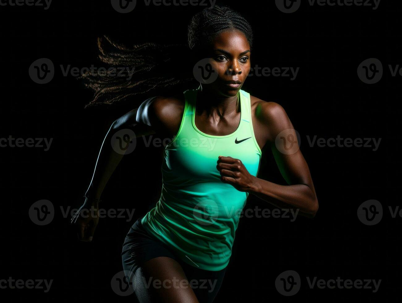 dinámica fotografía de hembra atleta ai generativo foto