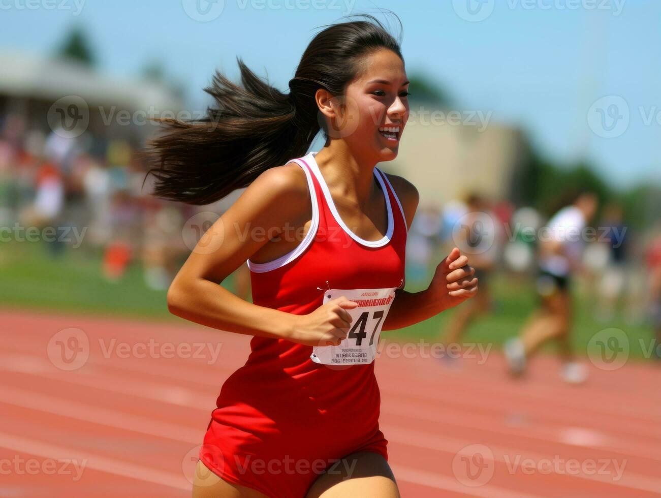 Dynamic Photograph of Female athlete AI Generative photo