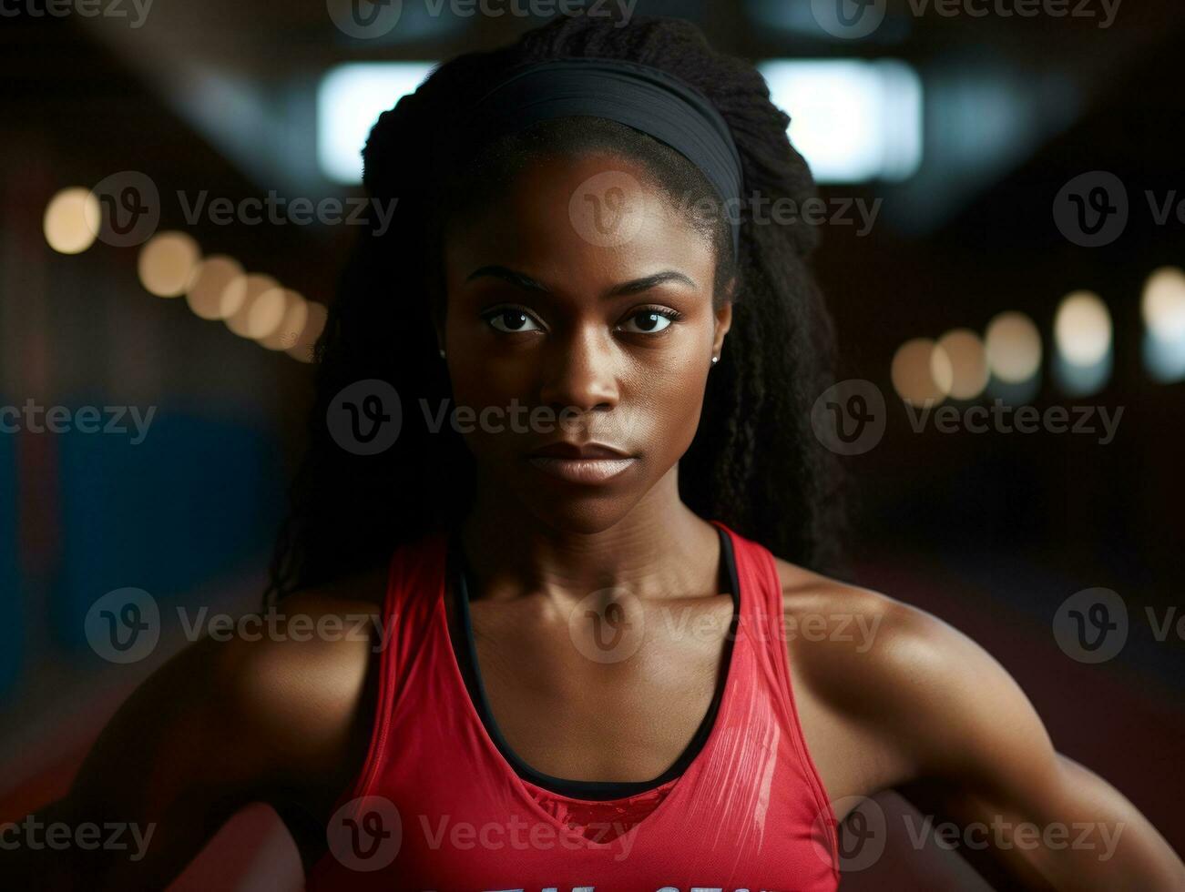 Dynamic Photograph of Female athlete AI Generative photo