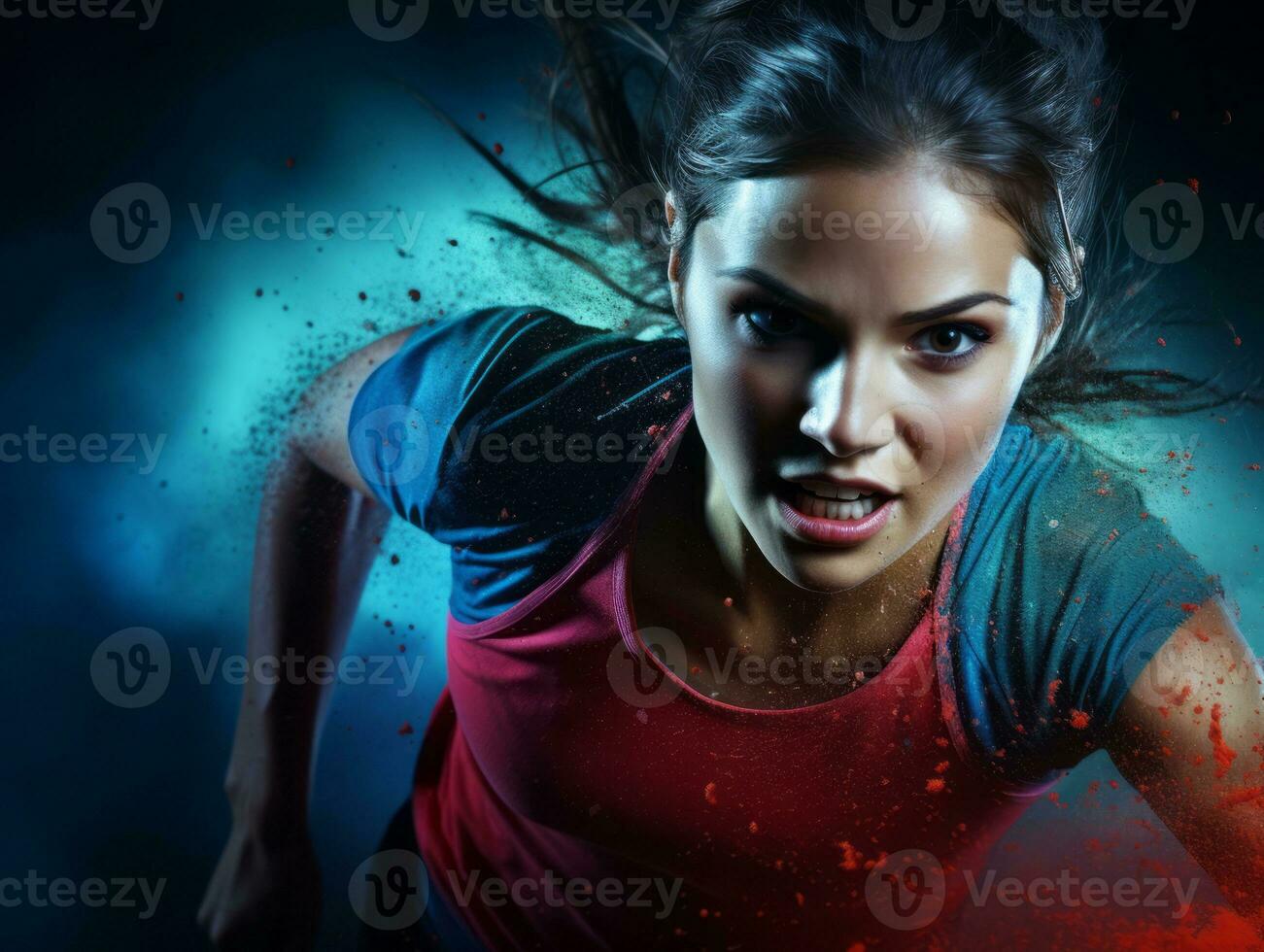 Dynamic Photograph of Female athlete AI Generative photo