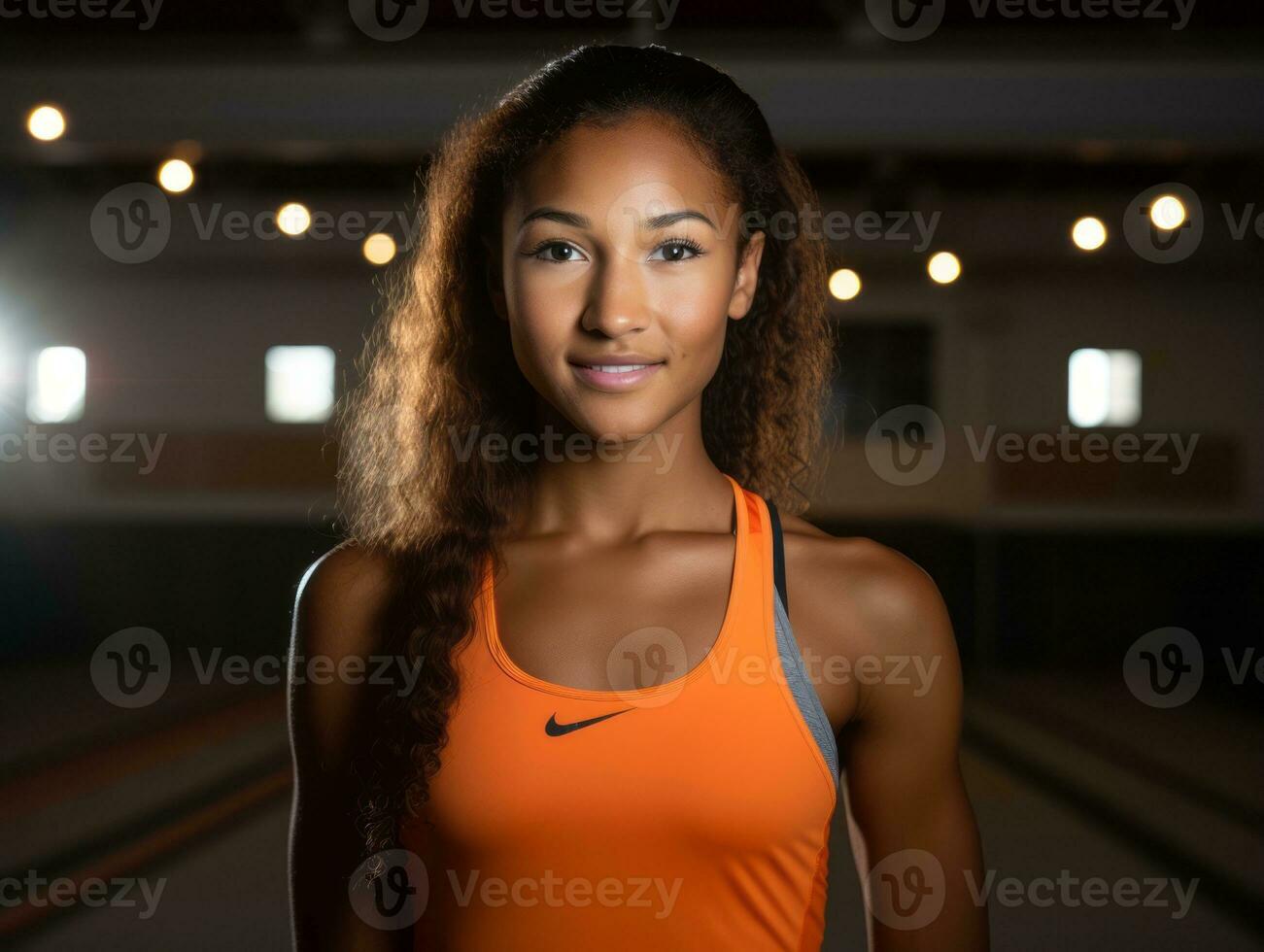 Dynamic Photograph of Female athlete AI Generative photo