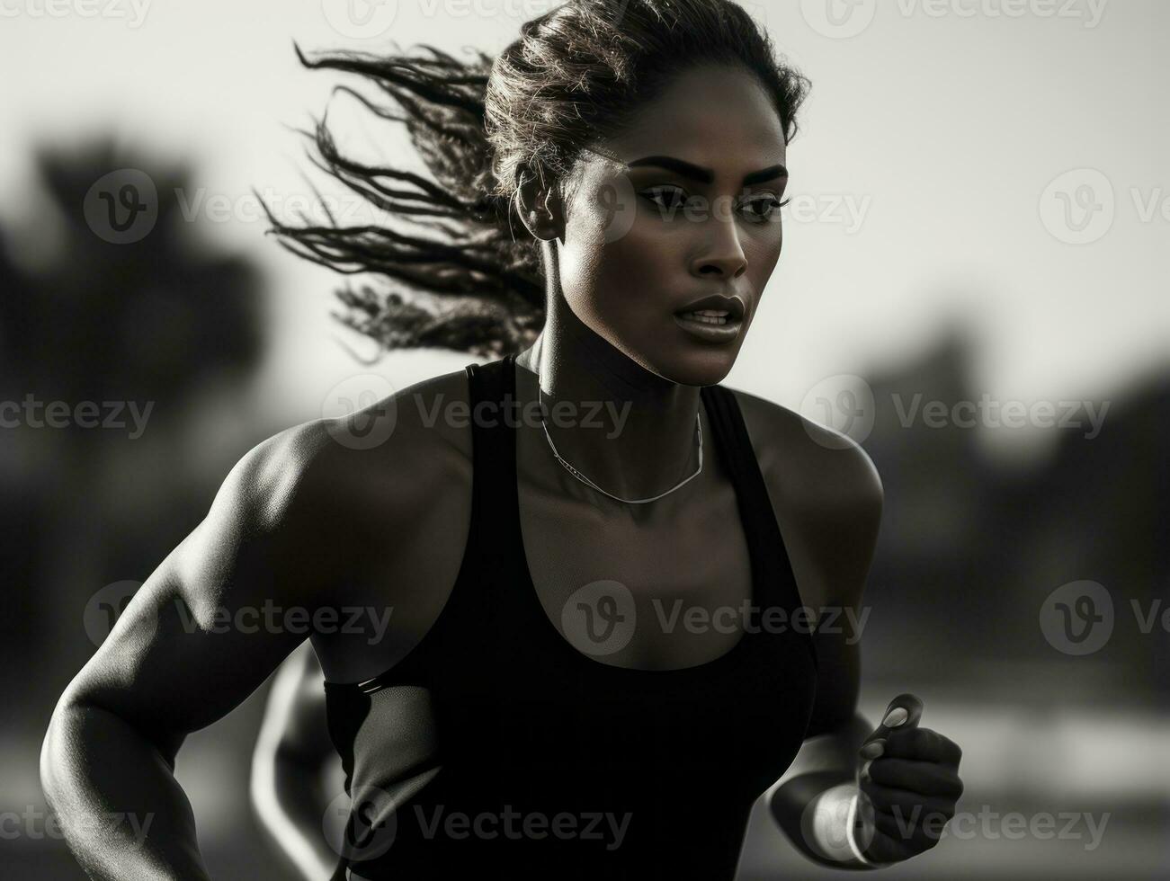 Dynamic Photograph of Female athlete AI Generative photo