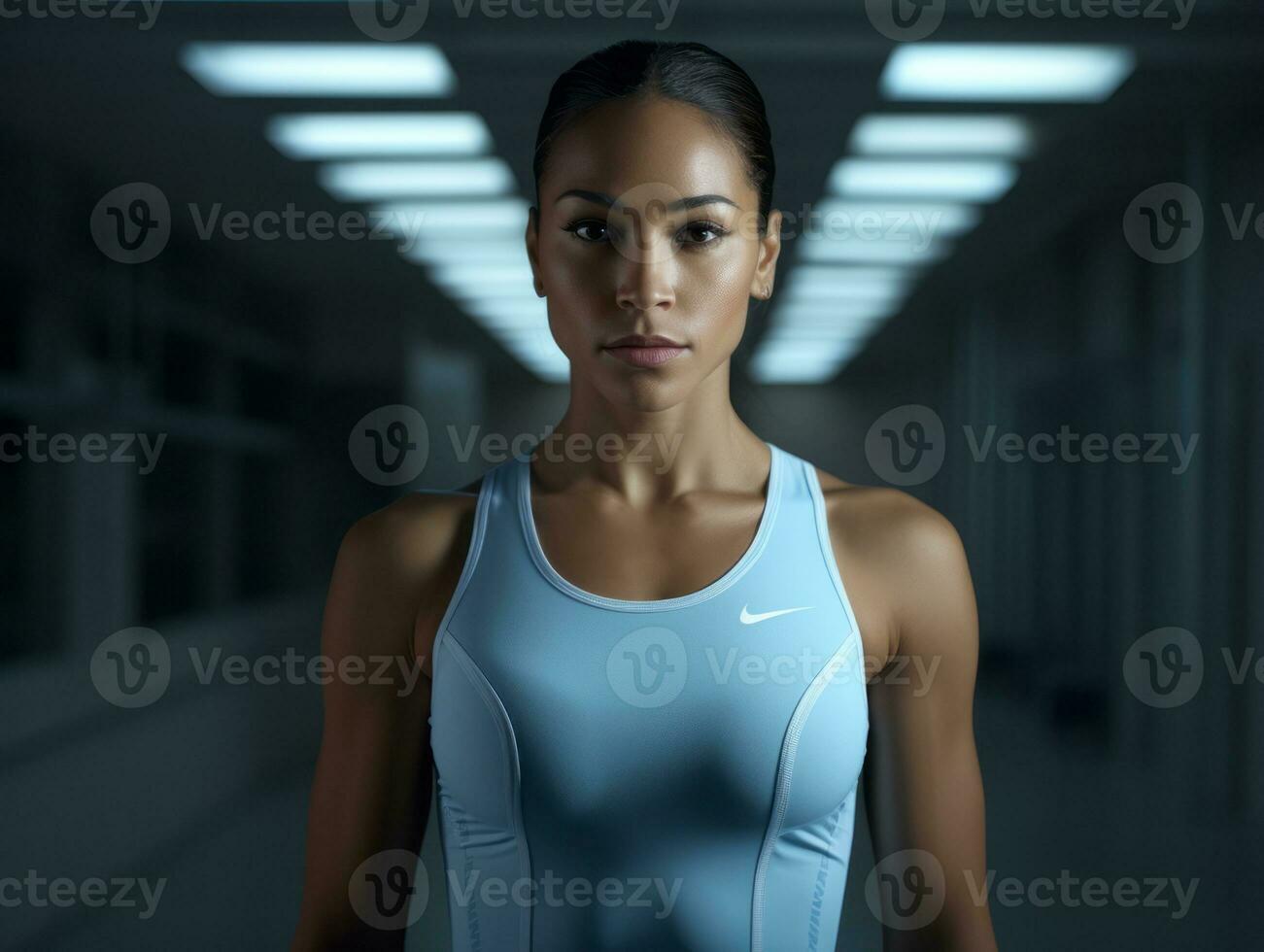 Dynamic Photograph of Female athlete AI Generative photo