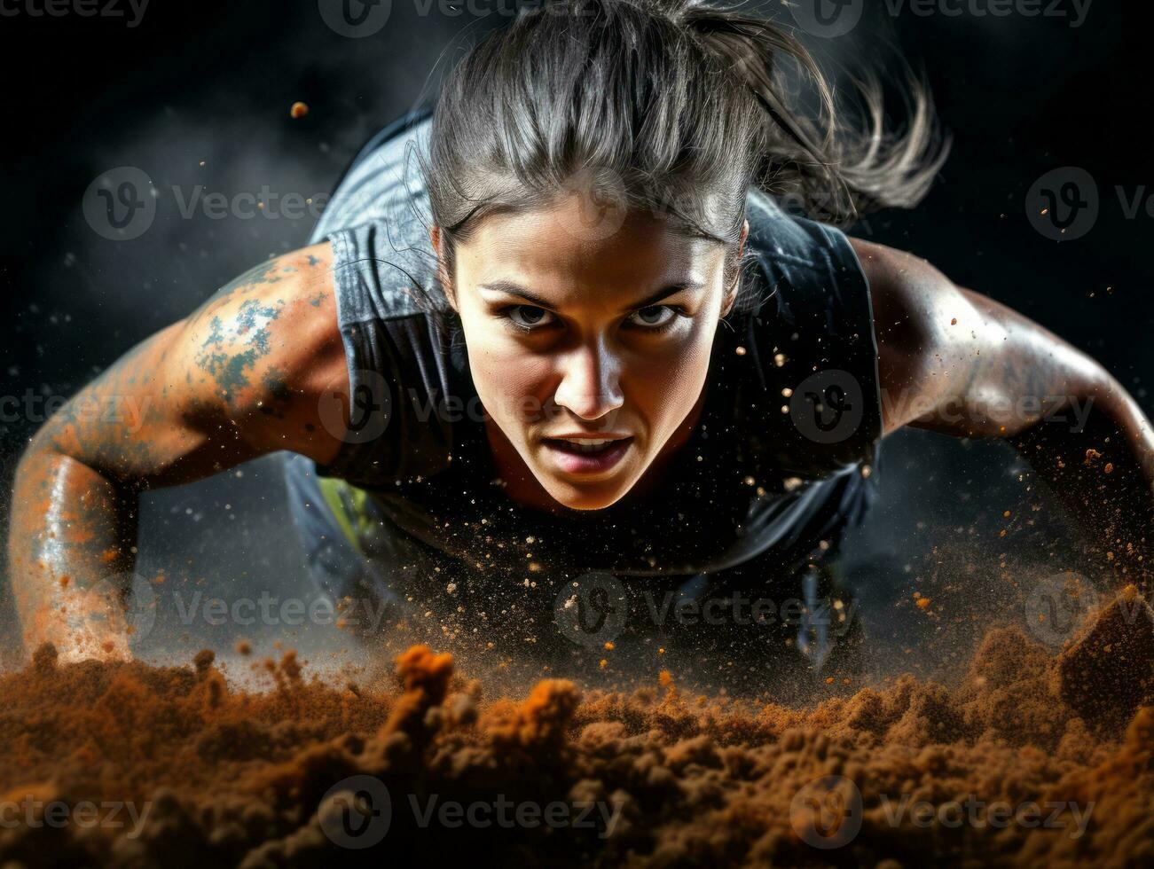 Dynamic Photograph of Female athlete AI Generative photo