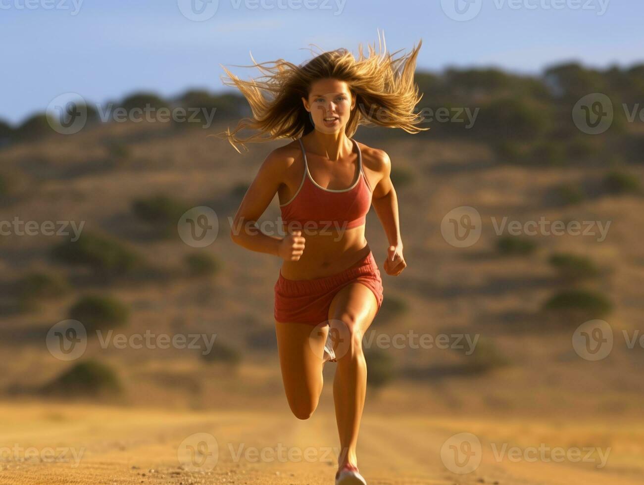 Dynamic Photograph of Female athlete AI Generative photo