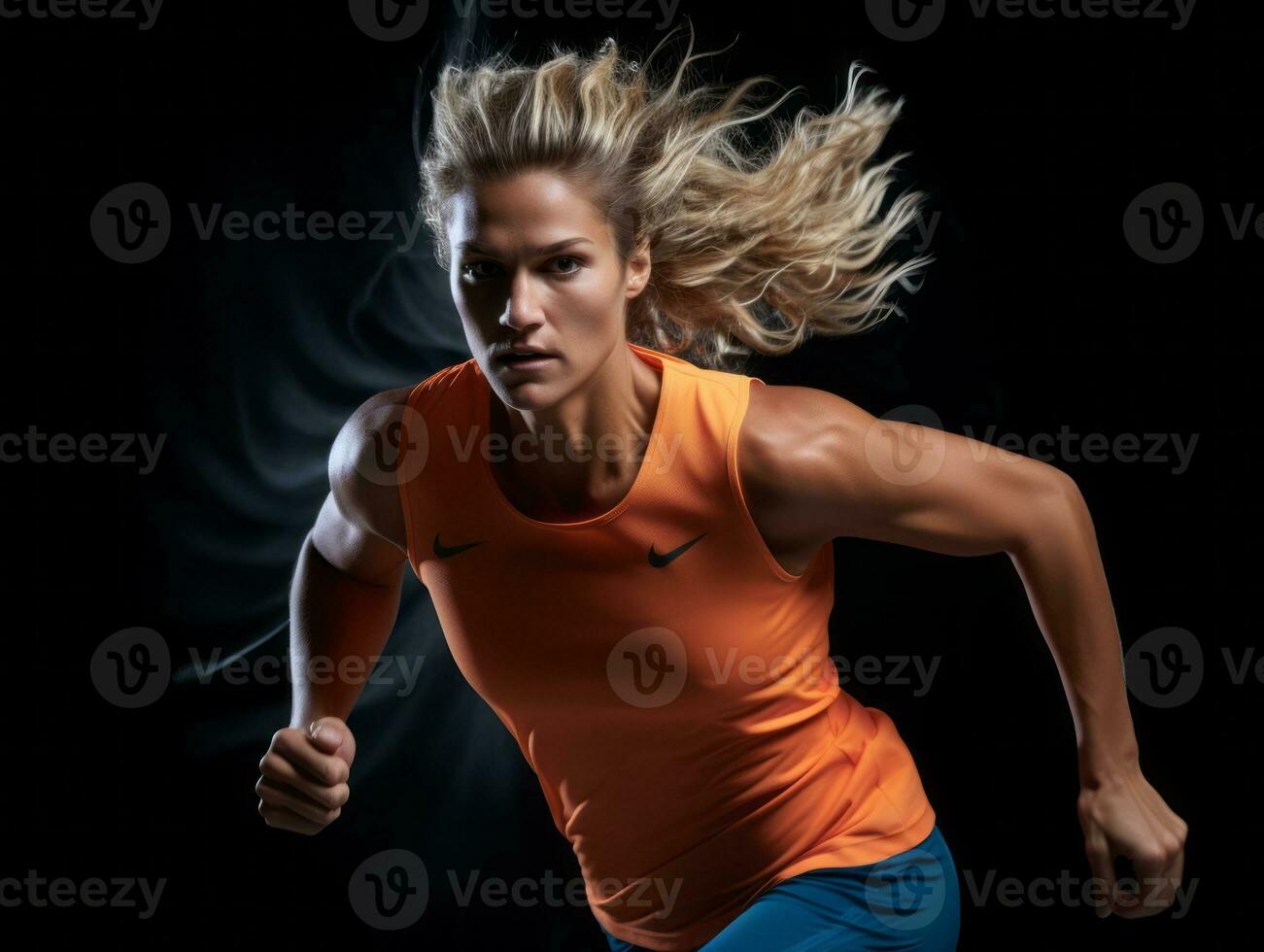 Dynamic Photograph of Female athlete AI Generative photo