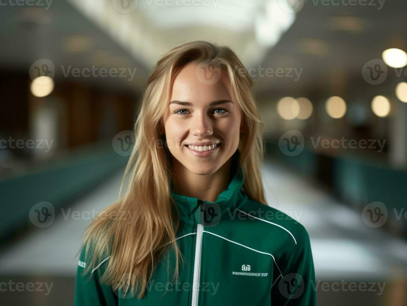 dinámica fotografía de hembra atleta ai generativo foto