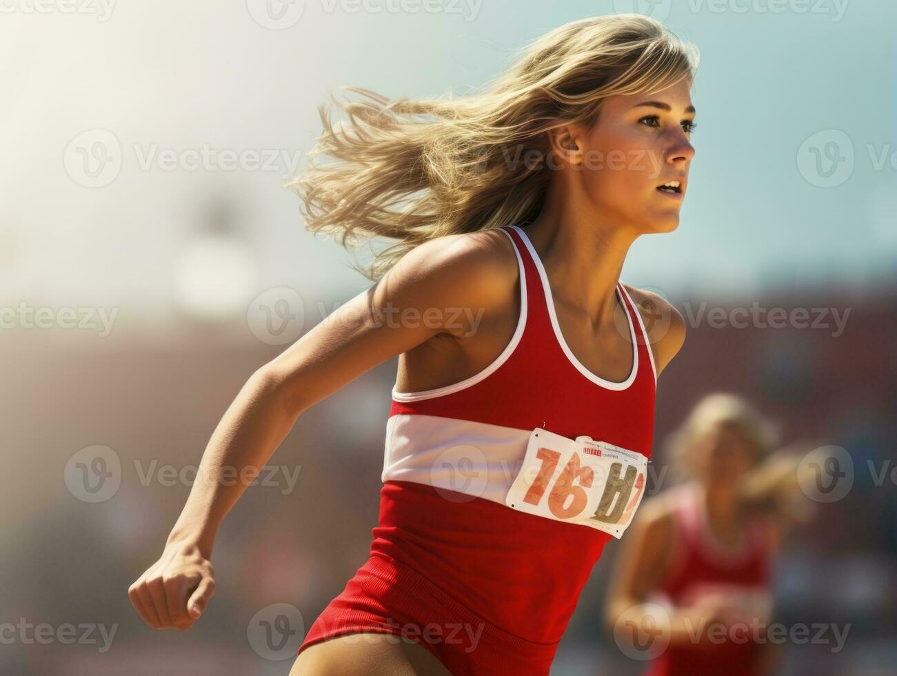 dinámica fotografía de hembra atleta ai generativo foto