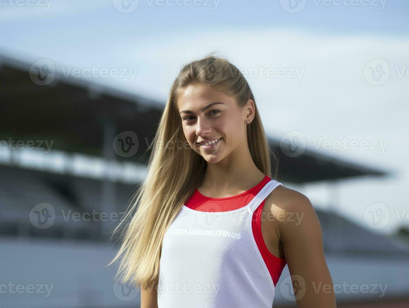 dinámica fotografía de hembra atleta ai generativo foto