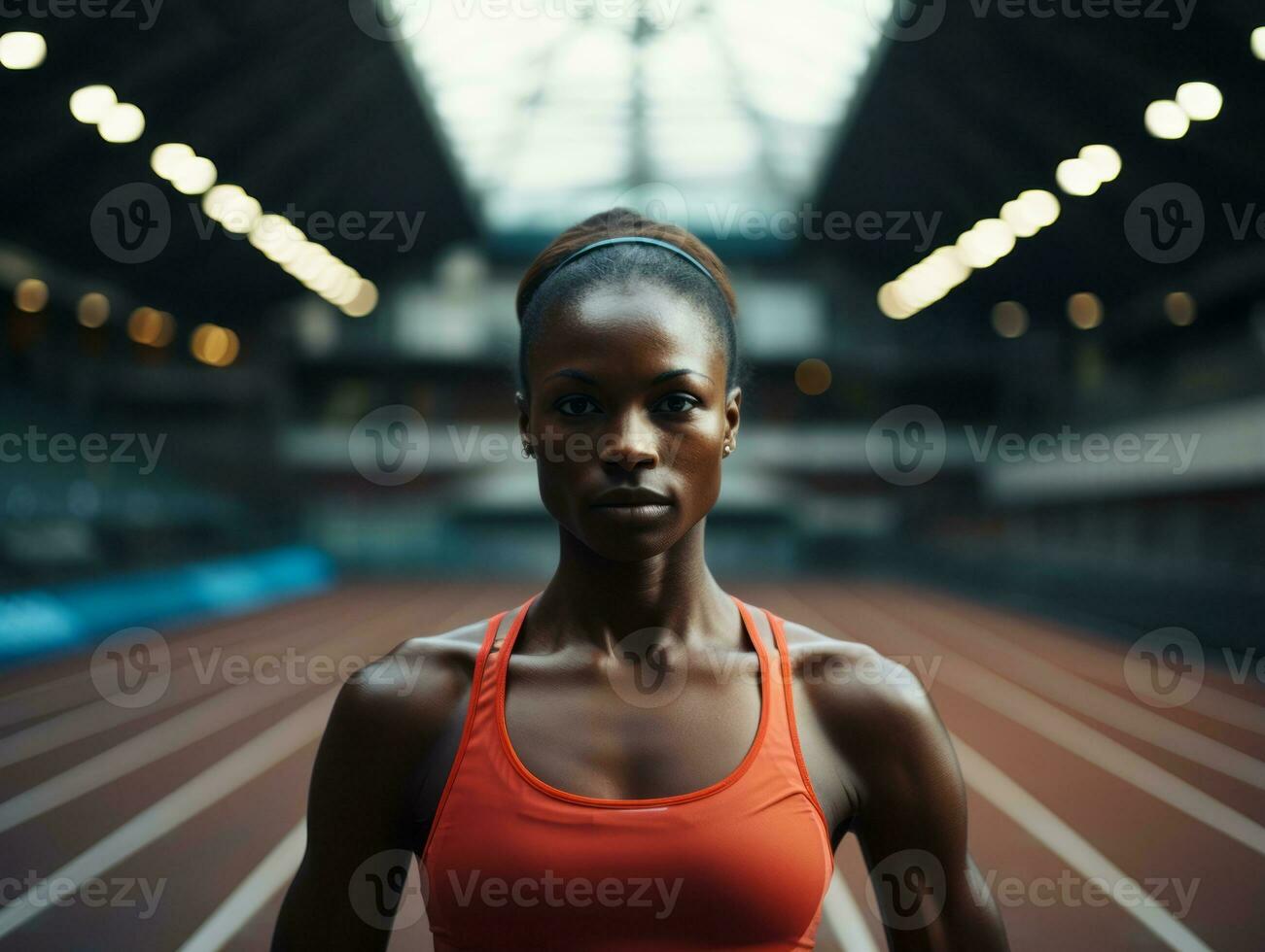 dinámica fotografía de hembra atleta ai generativo foto