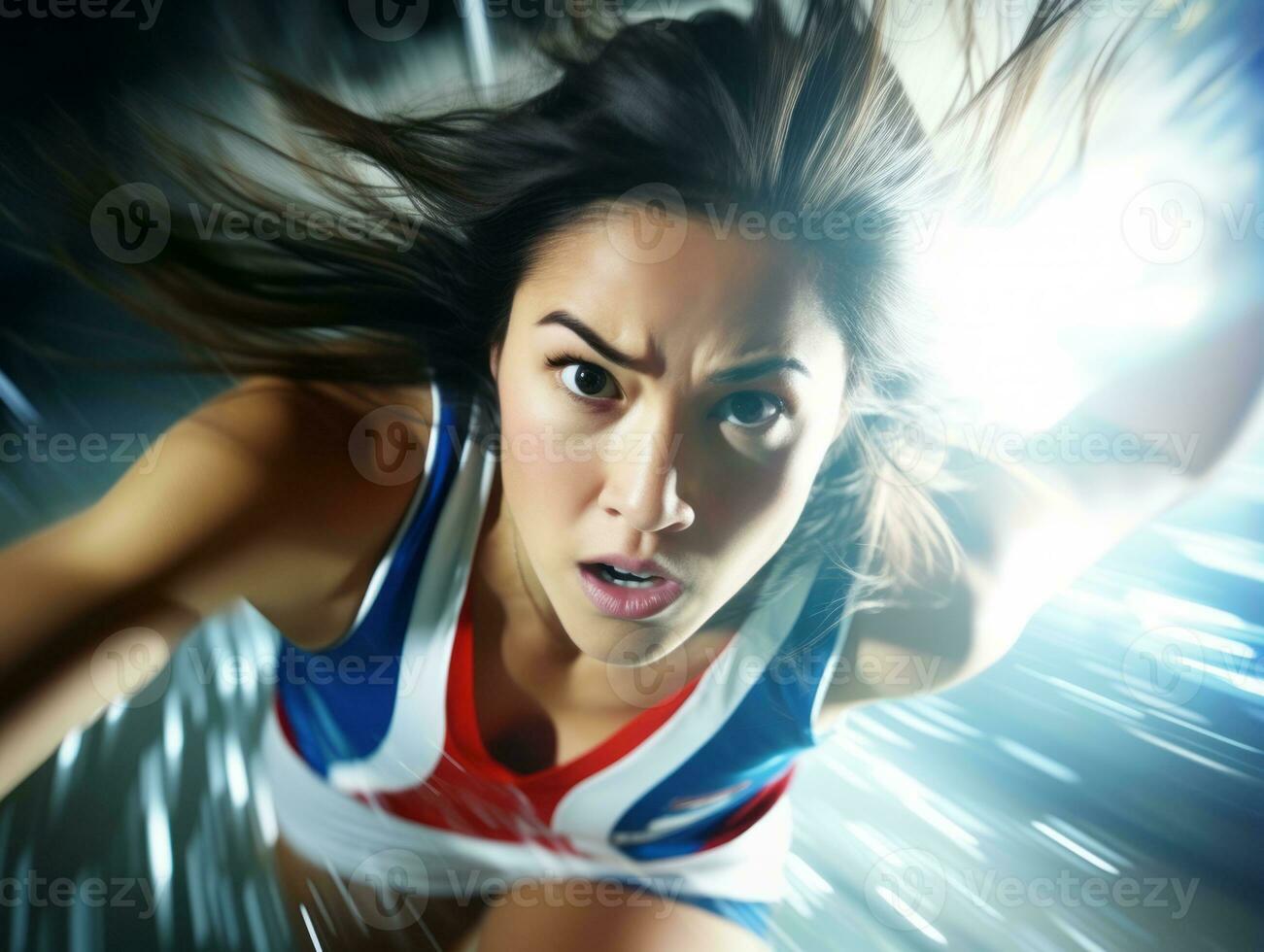 Dynamic Photograph of Female athlete AI Generative photo