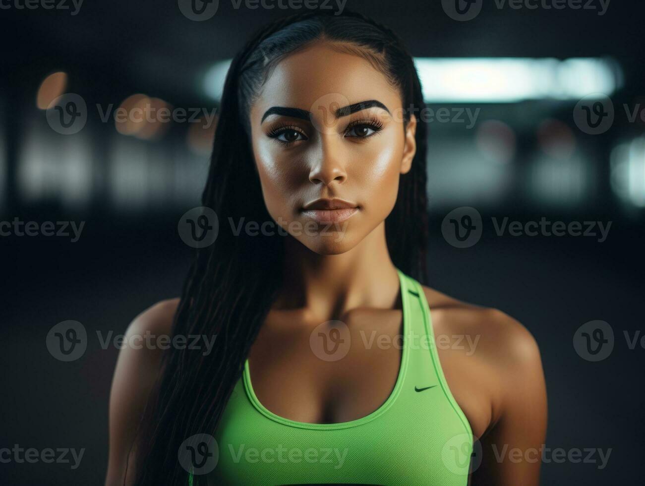 Dynamic Photograph of Female athlete AI Generative photo