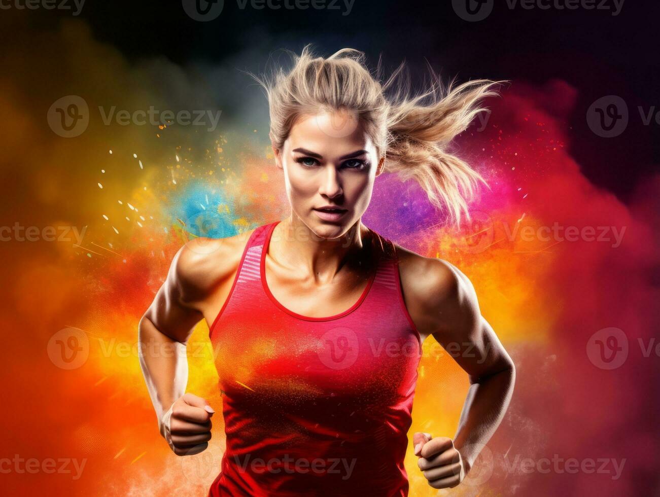 Dynamic Photograph of Female athlete AI Generative photo