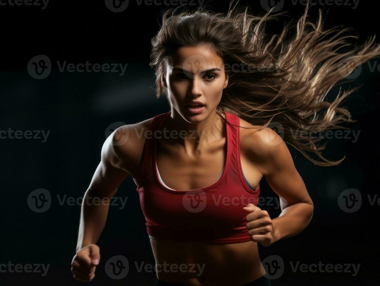 Dynamic Photograph of Female athlete AI Generative photo