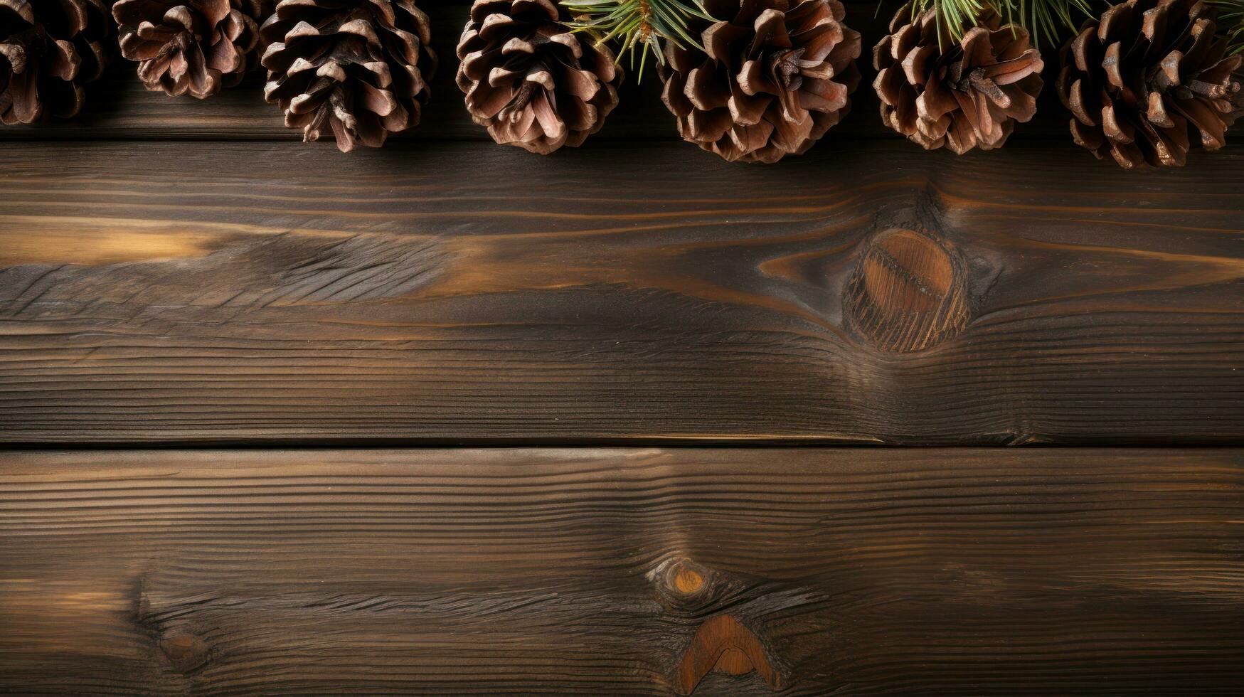 Rustic Wood and Pine Cones - Cozy, natural, and festive with copy space photo