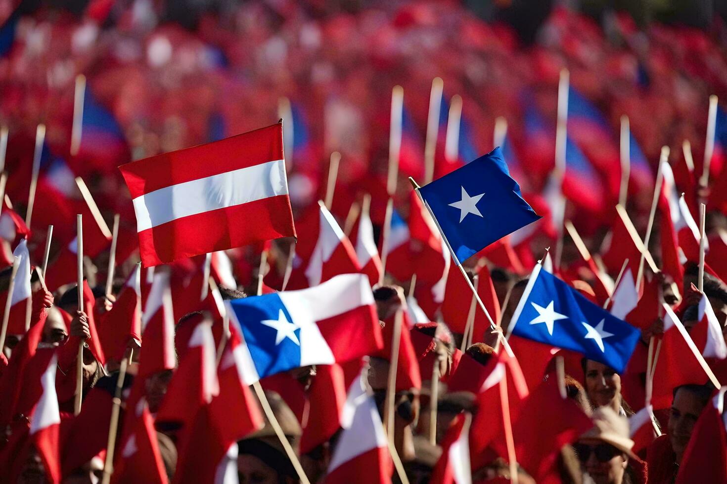 many flags are being waved in the air. AI-Generated photo