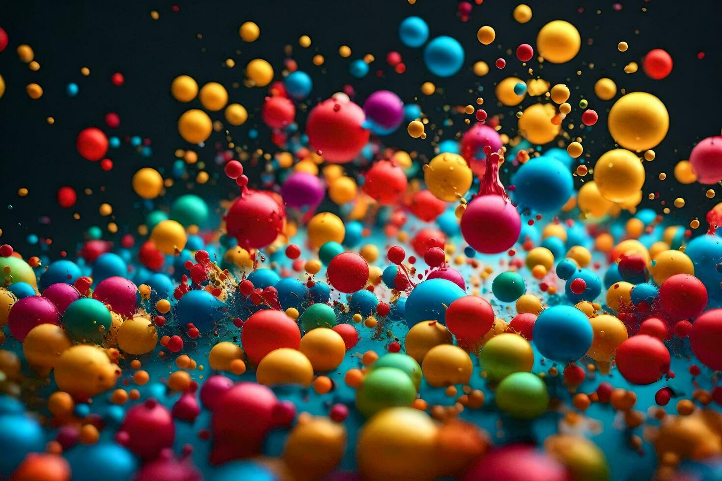 colorful balls floating in the air. AI-Generated photo