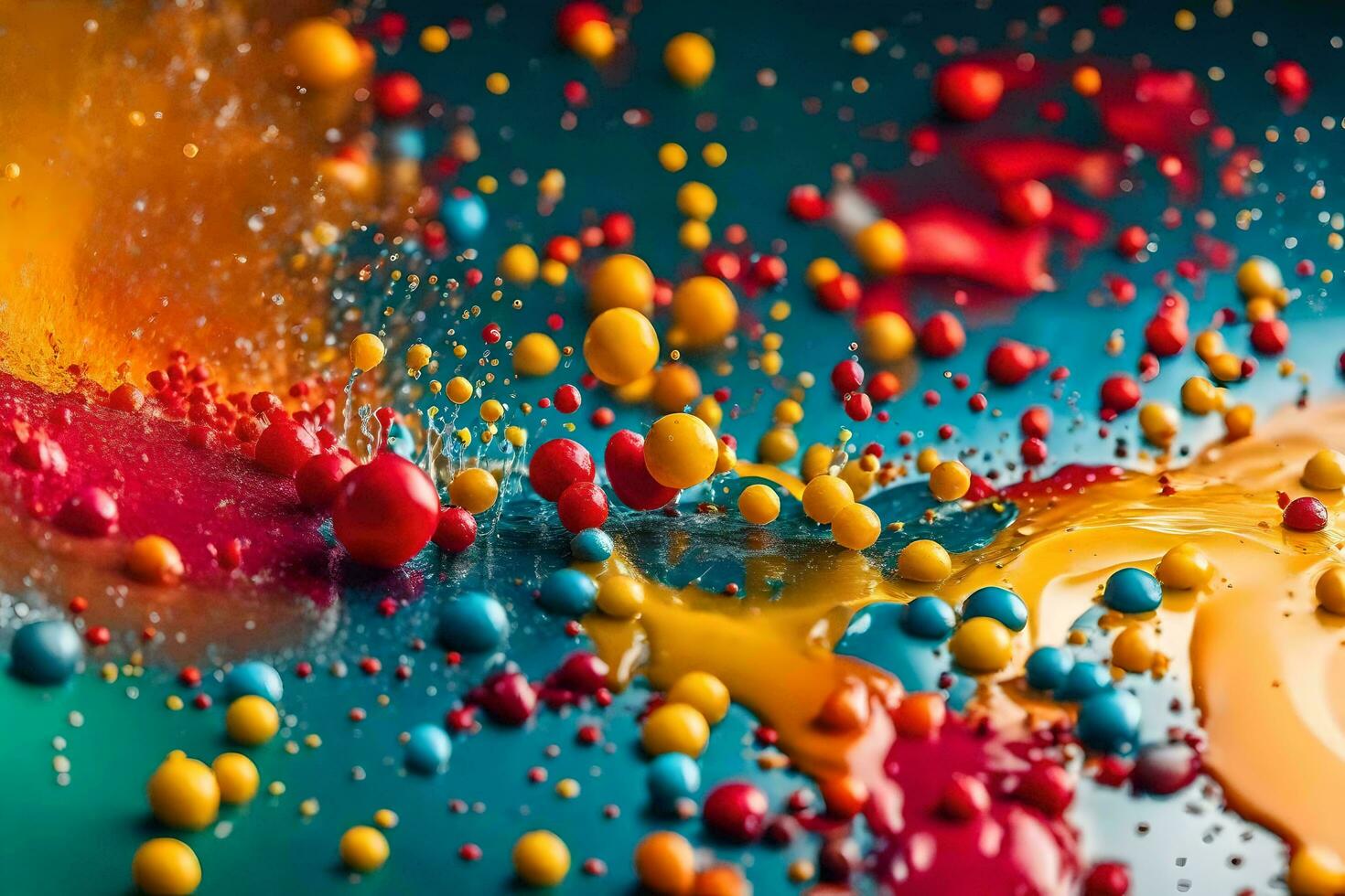 colorful paint splashes on a black background. AI-Generated photo