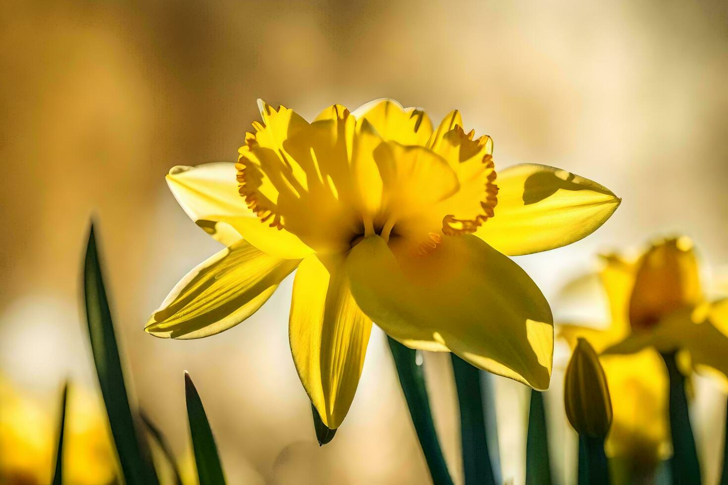 yellow daffodils in the sun. AI-Generated photo