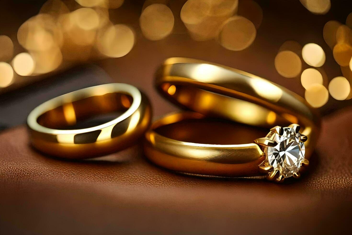 gold wedding rings with diamond. AI-Generated photo