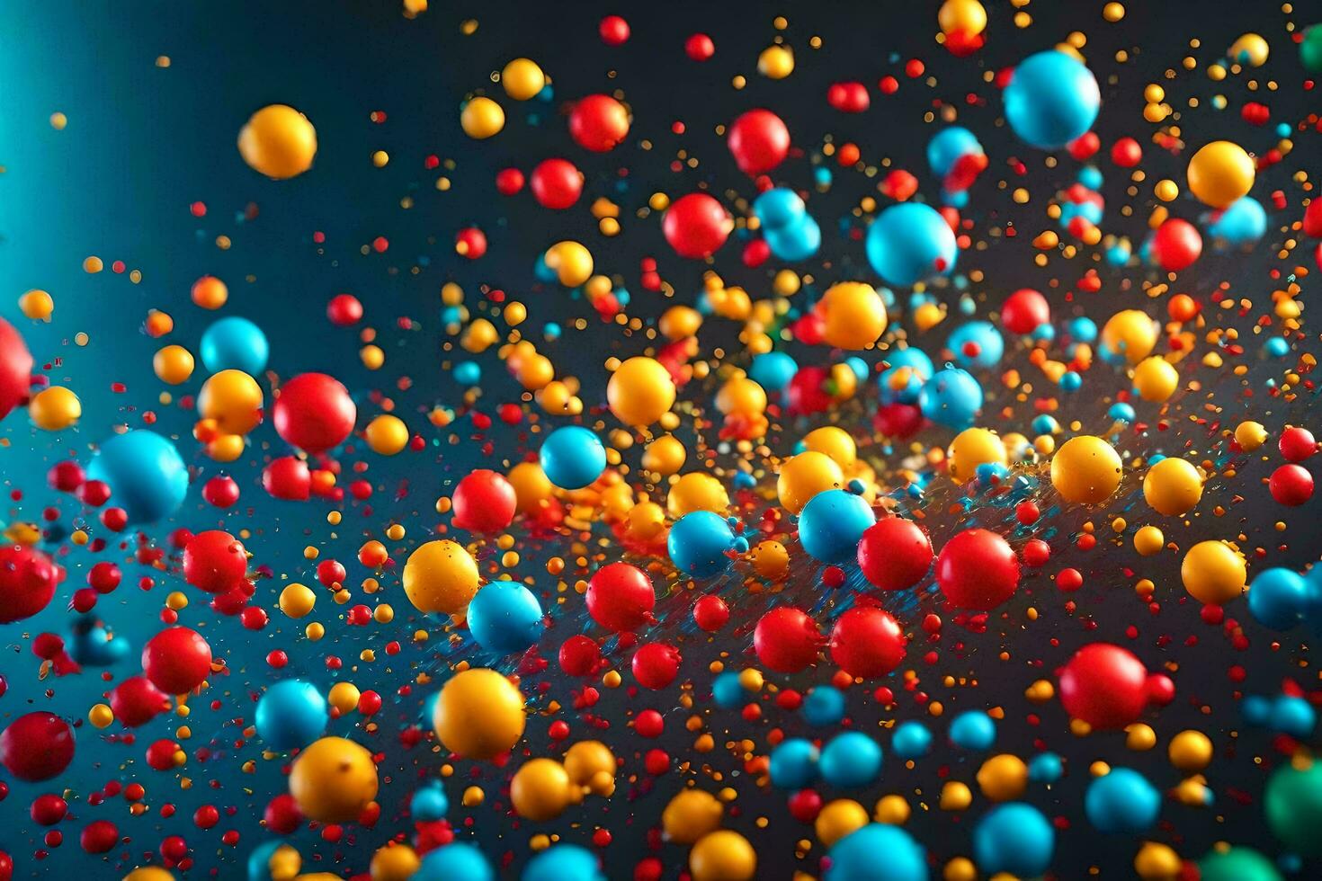 colorful balls floating in the air. AI-Generated photo