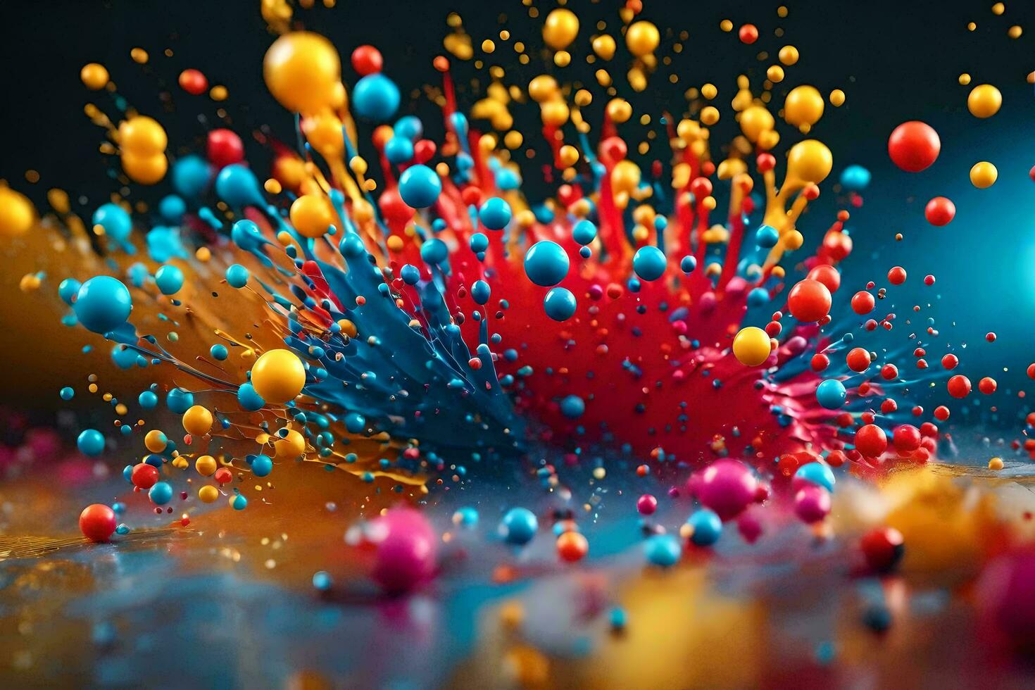 colorful paint splashes on a black background. AI-Generated photo