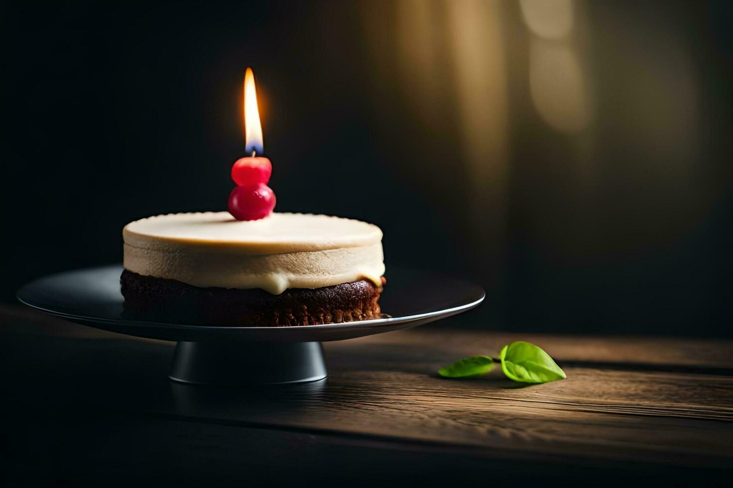 cumpleaños pastel con vela en oscuro antecedentes. generado por ai foto