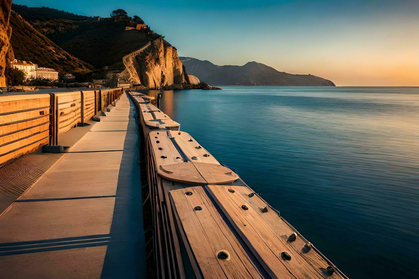 the boardwalk at sunset in capri, italy. AI-Generated photo