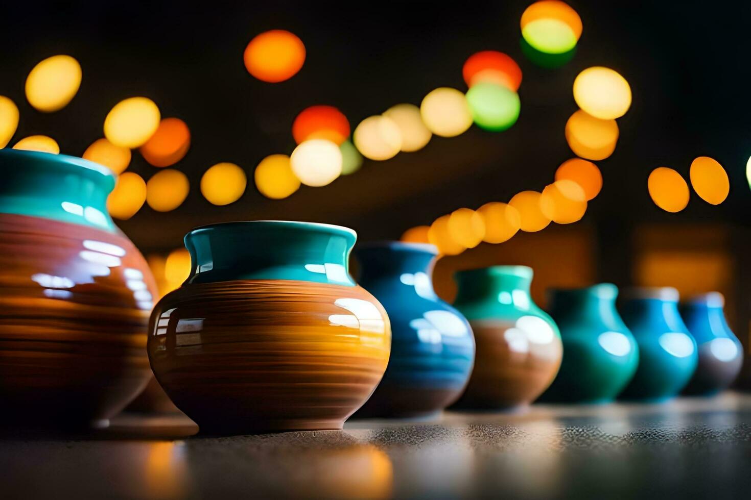 a row of vases. AI-Generated photo