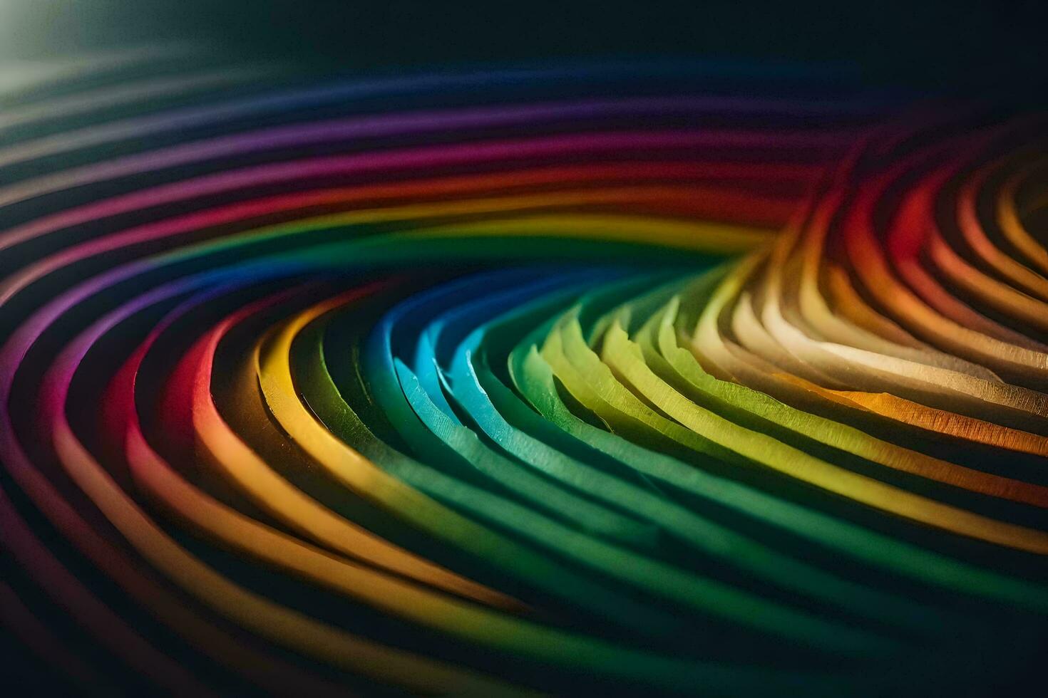 un arco iris de colores antecedentes con un negro antecedentes. generado por ai foto