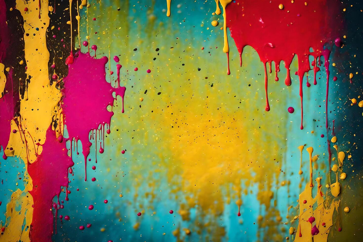 colorful paint splatters on a wall. AIGenerated 30056539 Stock Photo