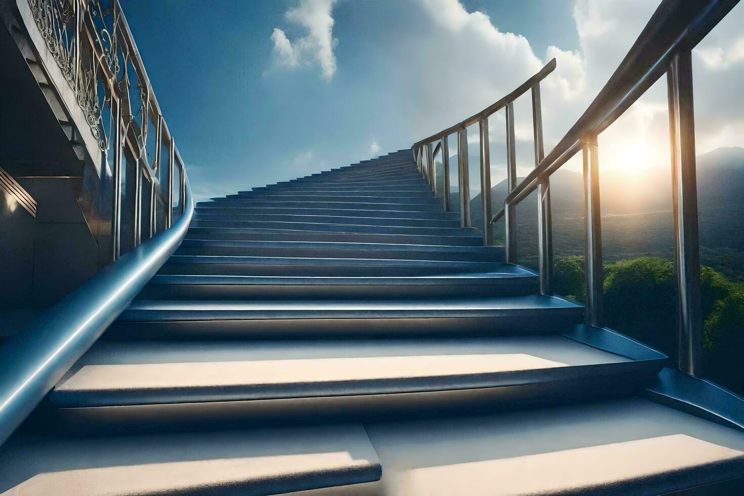 stairs leading to the sky. AI-Generated photo