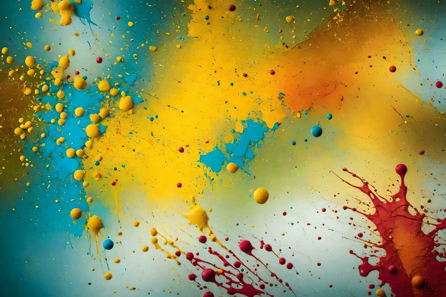 colorful paint splashes on a black background. AI-Generated photo