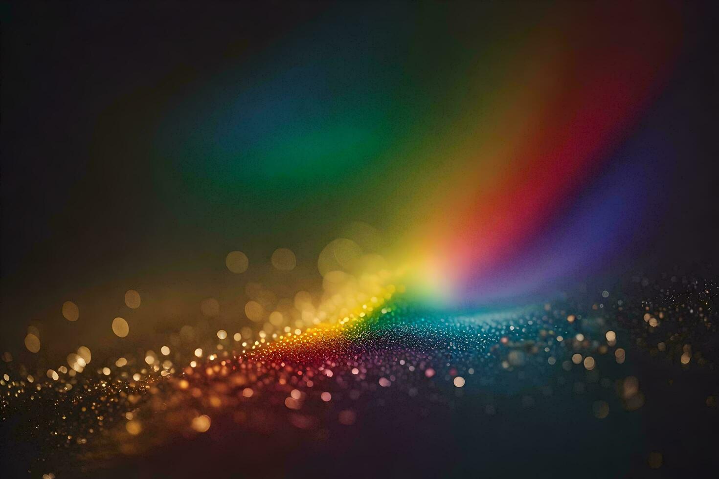 rainbow light on a black background. AI-Generated photo