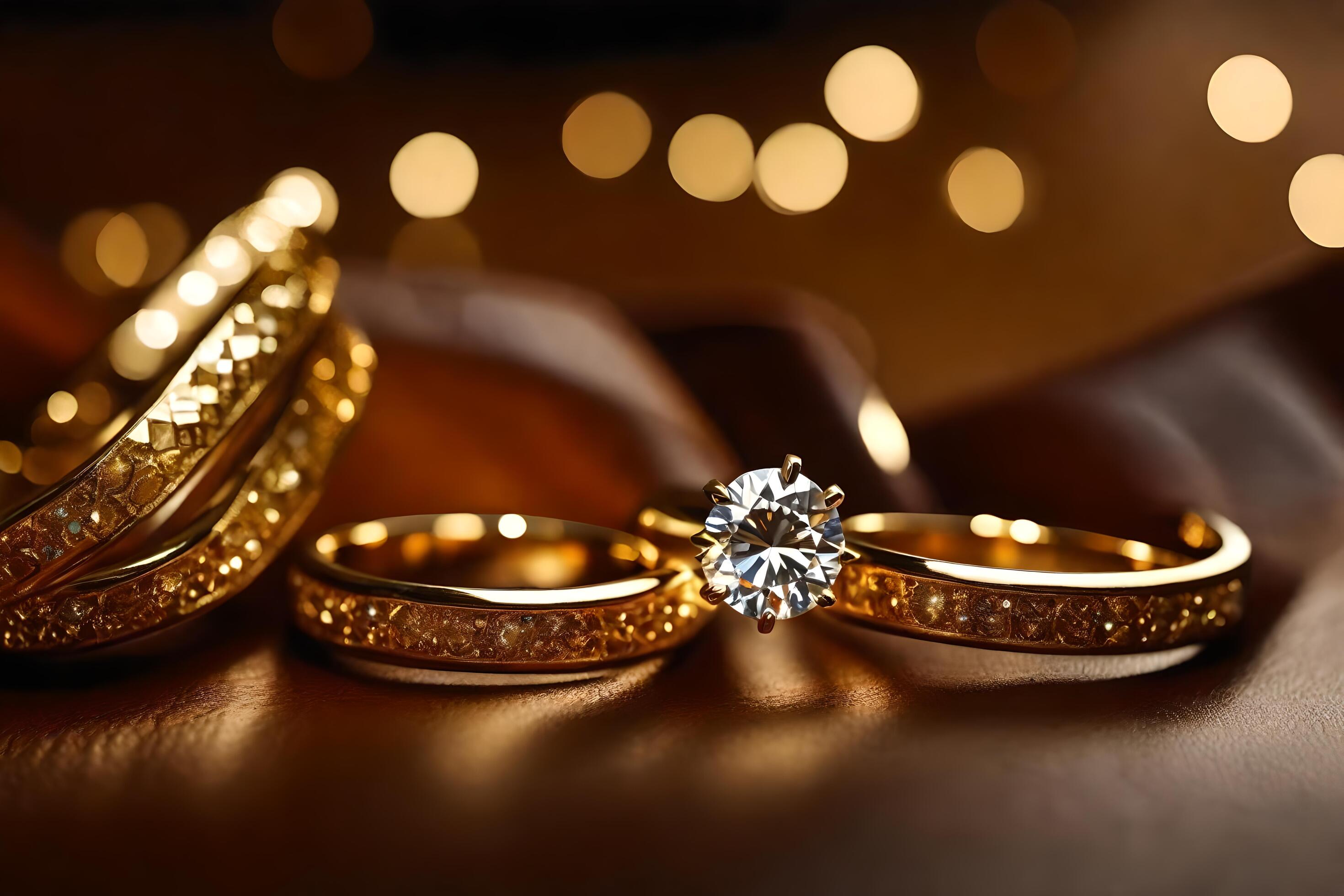 gold wedding rings, diamond, gold, diamond ring, hd wallpaper. AI