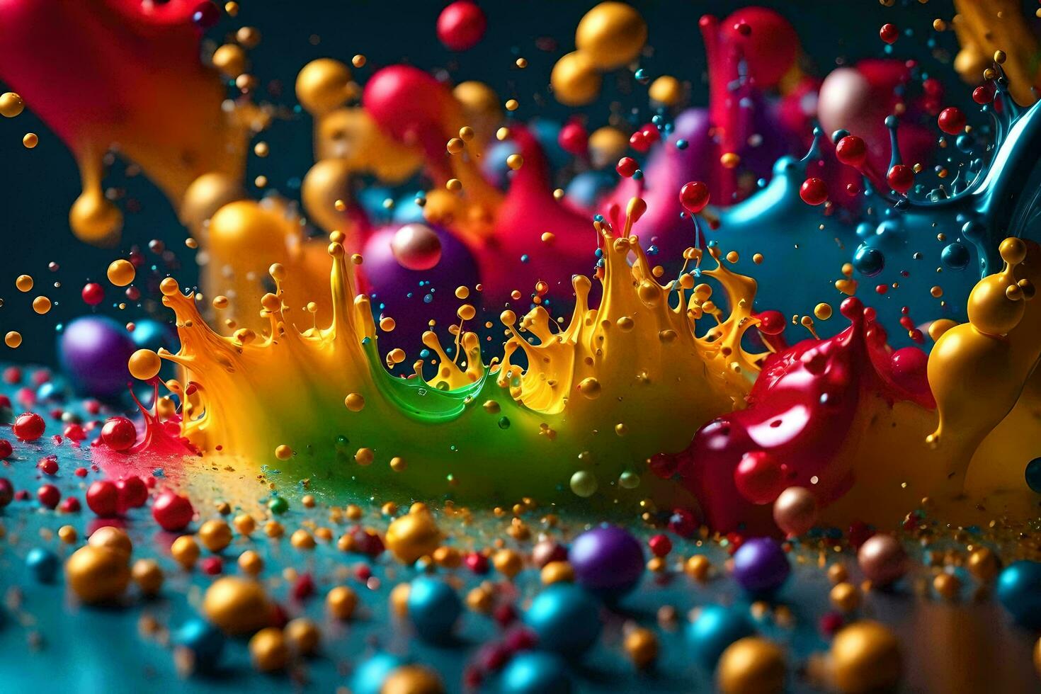 colorful paint splashes on a black background. AI-Generated photo