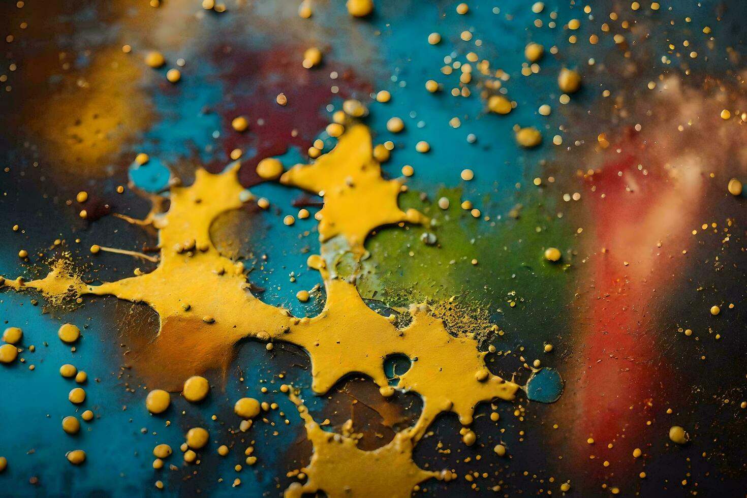 a close up of a colorful paint splatter. AI-Generated photo