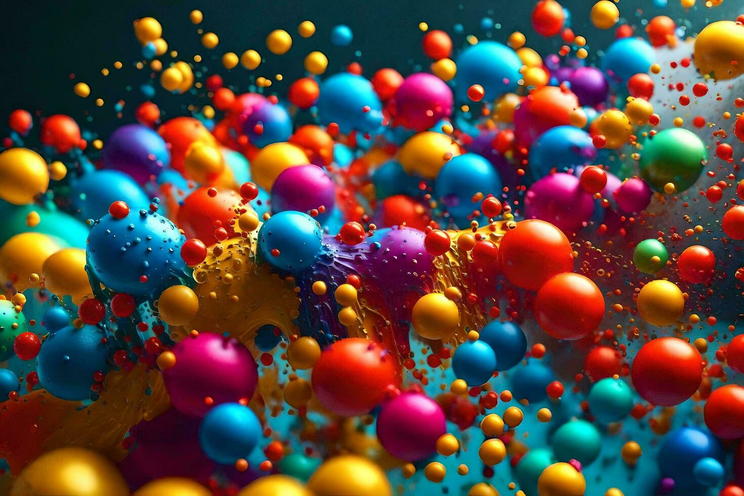 colorful balls are floating in the air. AI-Generated photo