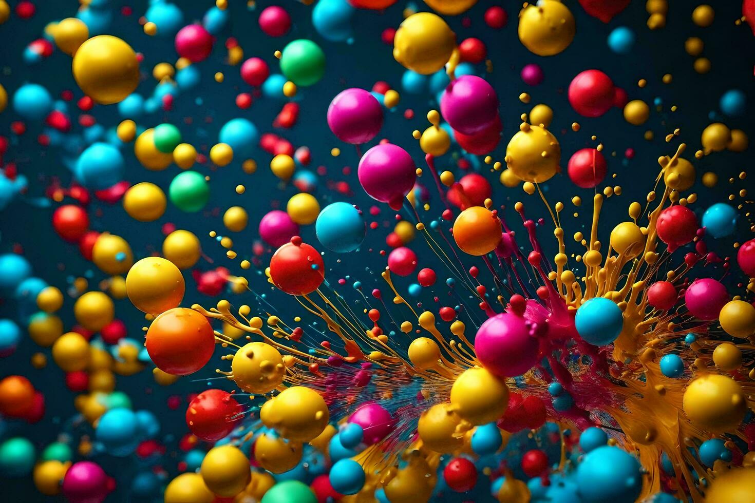 colorful balls are flying in the air. AI-Generated photo