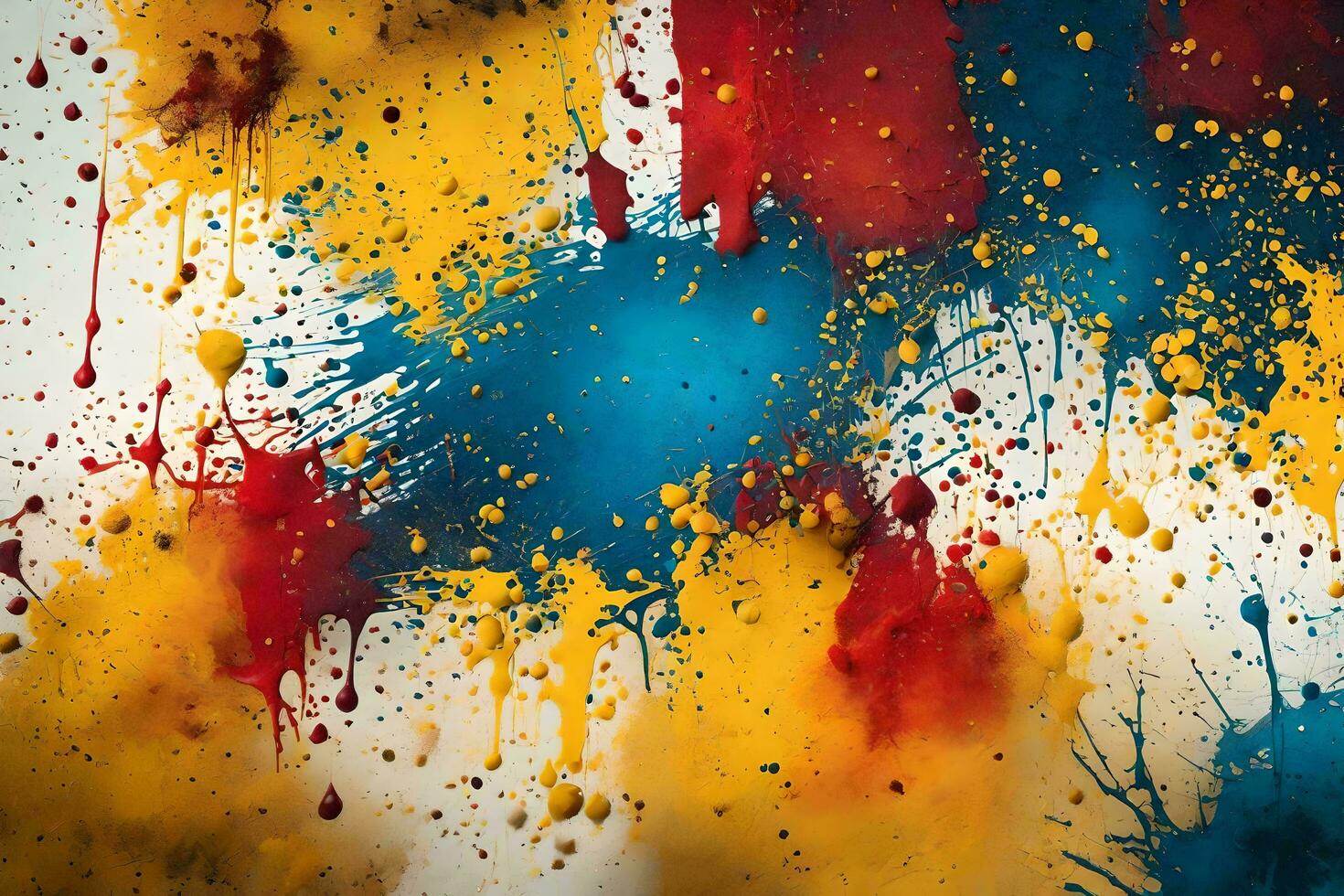 colorful paint splatters on a white background. AI-Generated photo