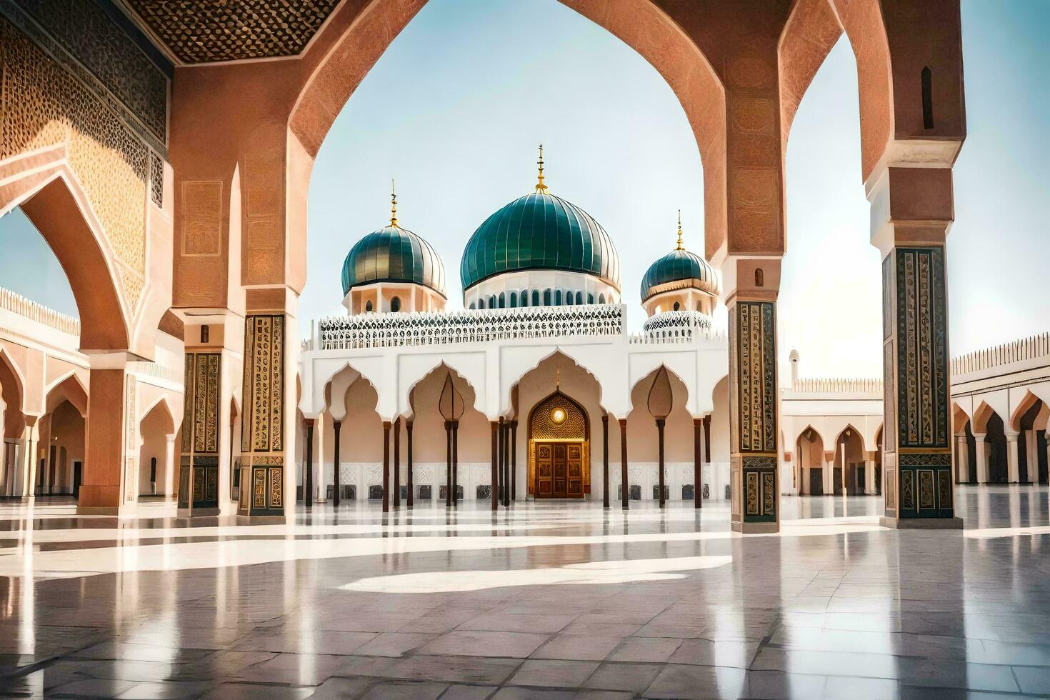 el interior de un mezquita en Marruecos. generado por ai foto