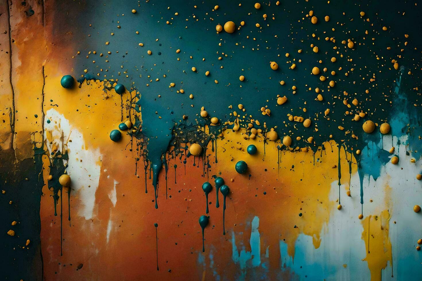 a colorful abstract painting with paint splatters. AI-Generated photo