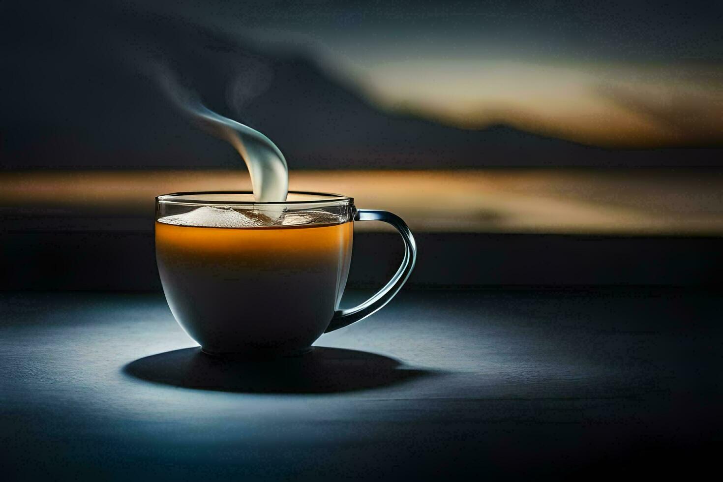 a cup of coffee with steam rising from it. AI-Generated photo