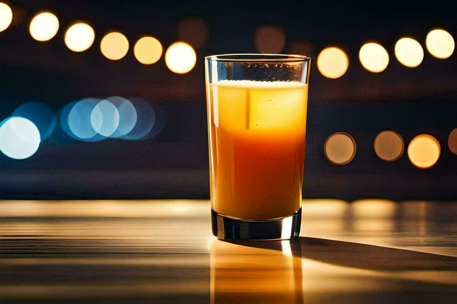 naranja jugo en un vaso en un mesa. generado por ai foto
