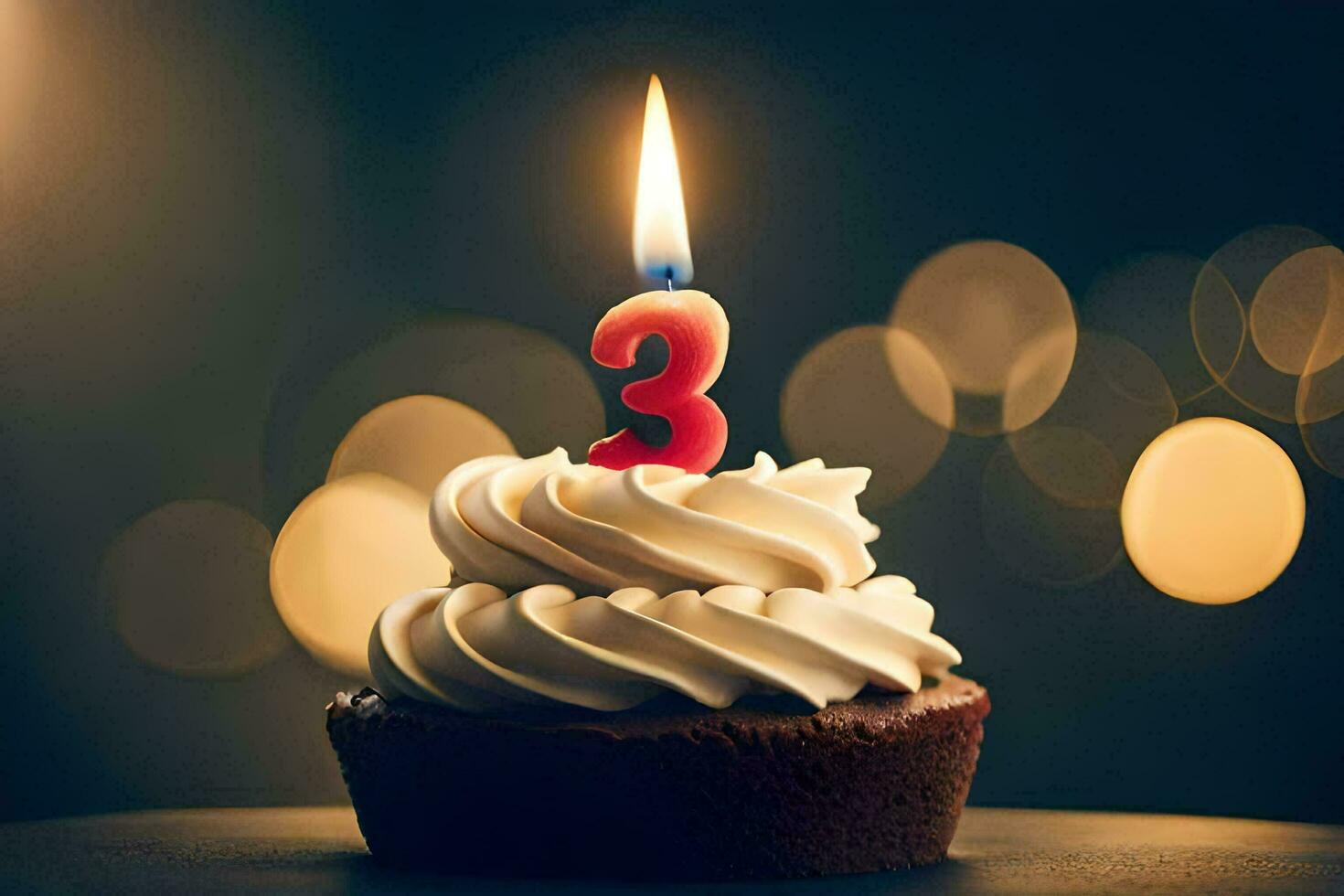 birthday candles on a cupcake. AI-Generated photo