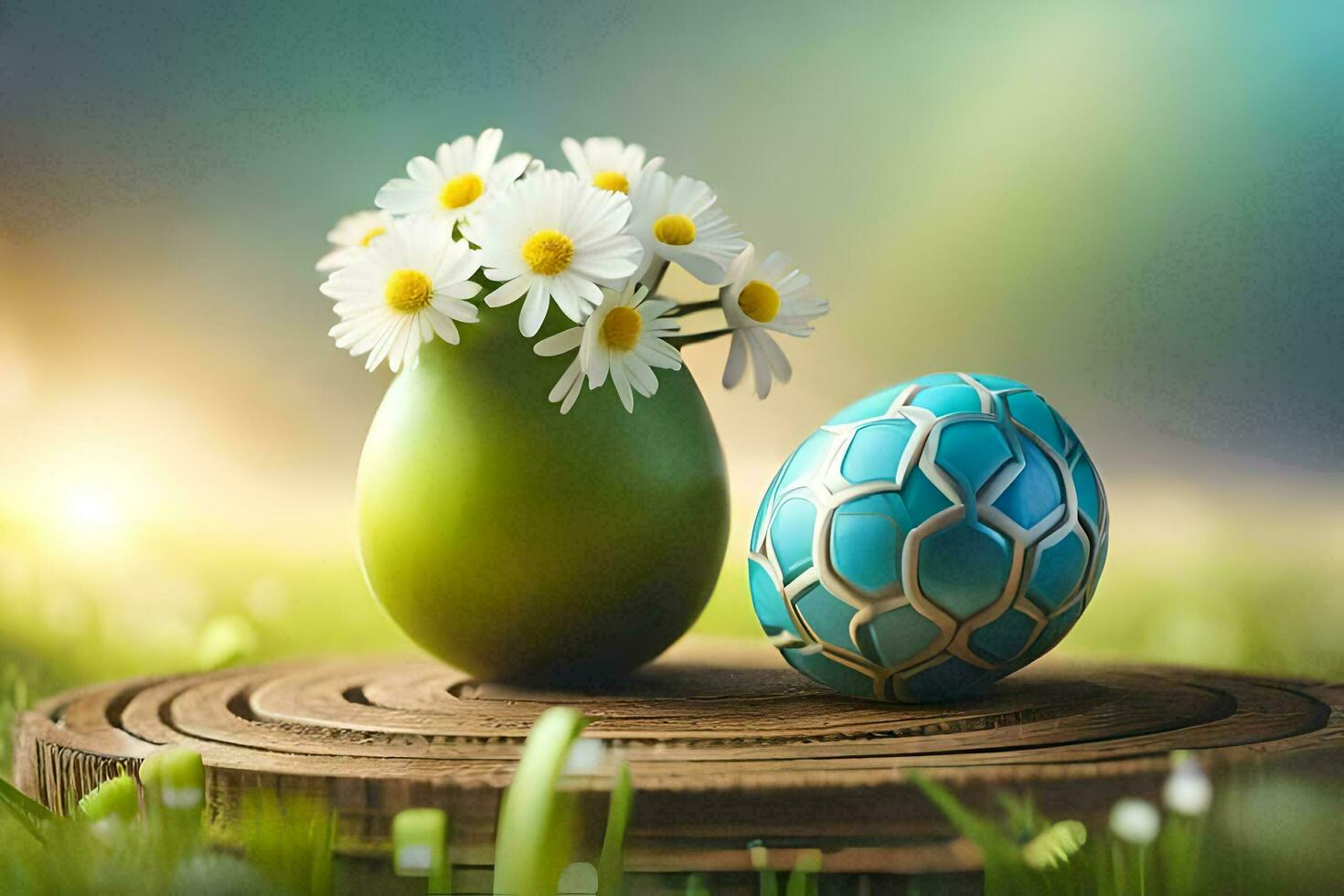 easter egg in a vase. AI-Generated photo