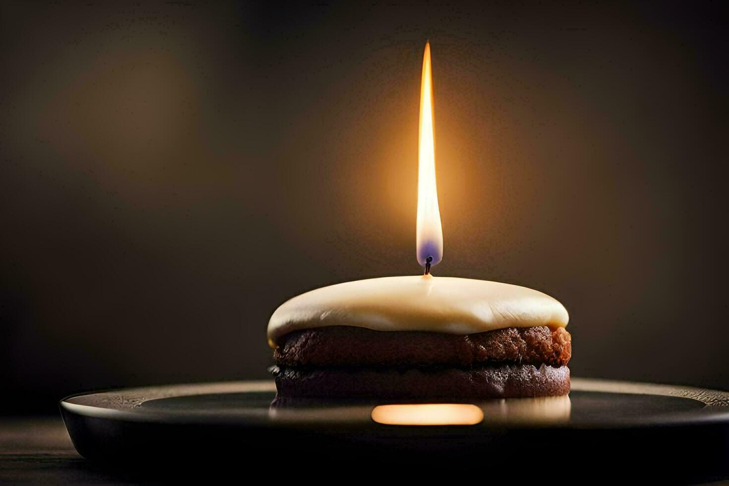 a cake with a candle on top. AI-Generated photo