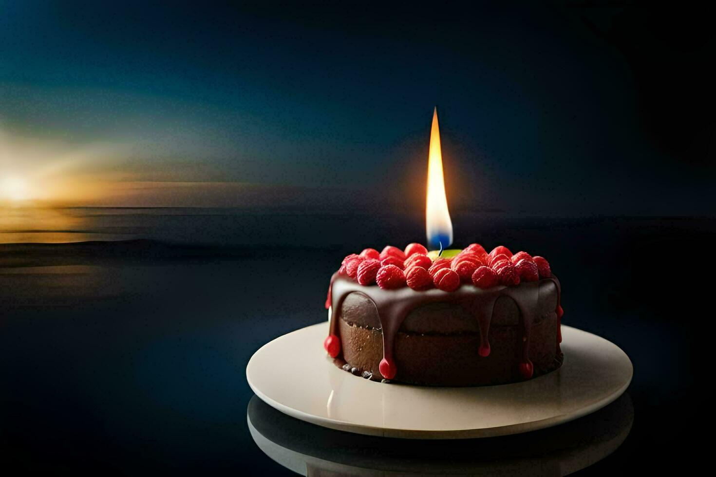 a chocolate cake with a candle on top. AI-Generated photo