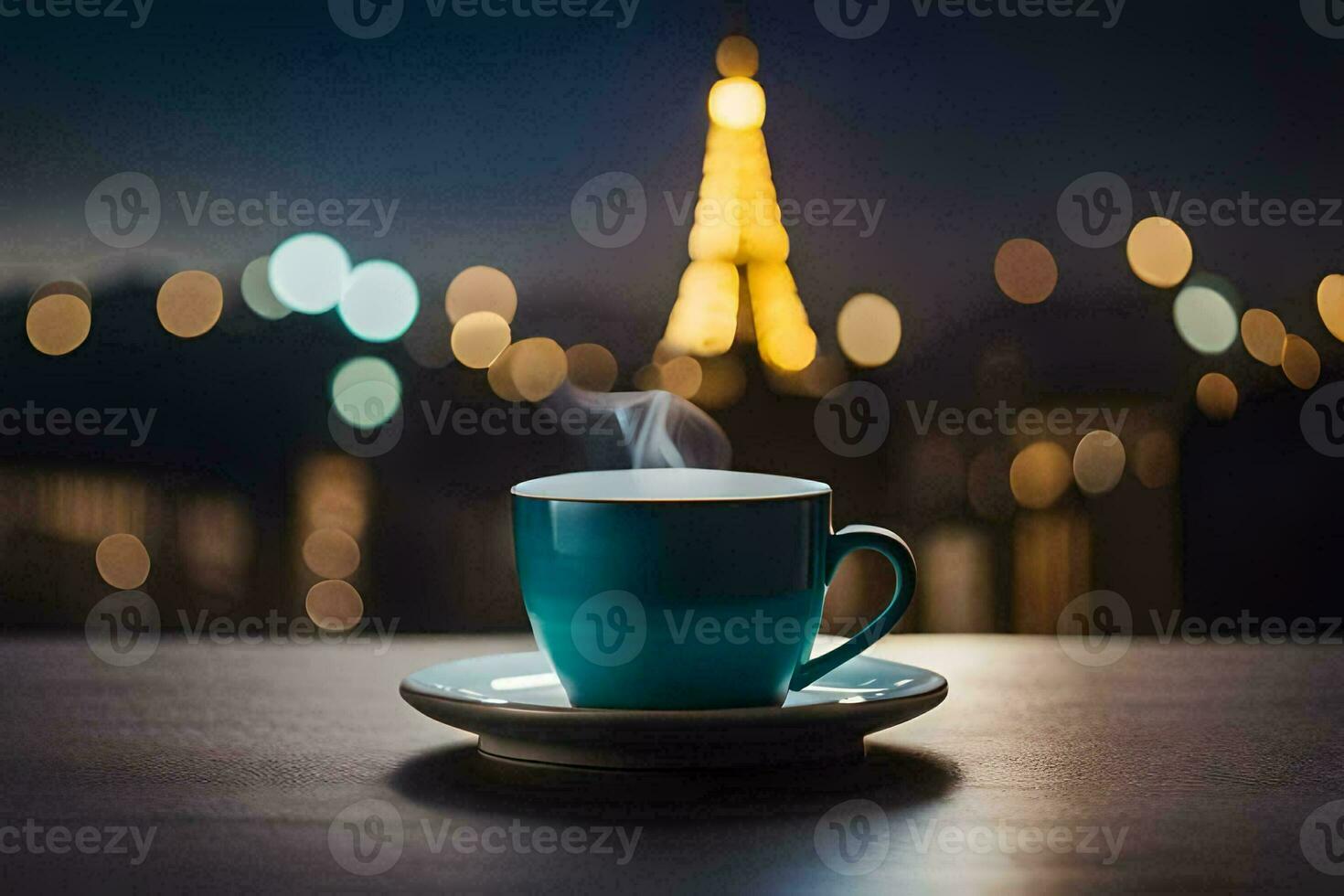 a cup of coffee in paris, france. AI-Generated photo