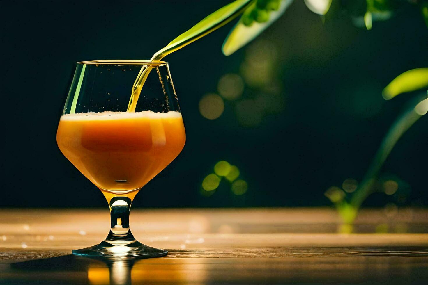 a glass of orange juice being poured into it. AI-Generated photo